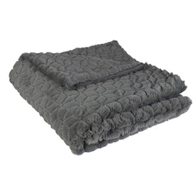 55" x 63" Dark Gray Ultra-Plush Faux Fur Throw Blanket