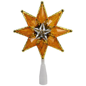 8" Amber Mosaic Star Christmas Tree Topper with Clear Lights