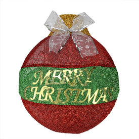 17.25" Pre-Lit Red and Green LED Merry Christmas Wall Hanging Ornament