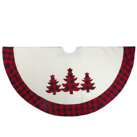 48" White Red and Black Buffalo Plaid Tree Christmas Tree Skirt