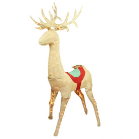 60" Beige and Red Pre-Lit Standing Reindeer Christmas Outdoor Decoration