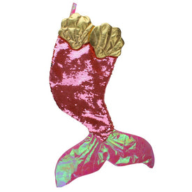 24" Pink and Gold Sequined Iridescent Mermaid Christmas Stocking