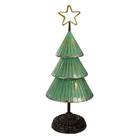 17" Rustic Green and Gold Tabletop Christmas Tree with a Cutout Star Topper