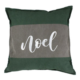 18" Green and Brown Suede Noel Christmas Throw Pillow