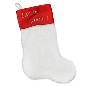 20" White and Red Shadow Velveteen Cuff Christmas Stocking