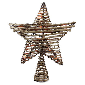 11.5" Lighted Brown Star Christmas Tree Topper with Clear Lights