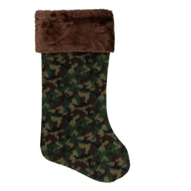 19" Brown and Green Camouflage Christmas Stocking with Brown Cuff