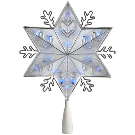 10" Lighted Silver Snowflake Christmas Tree Topper with Blue Lights