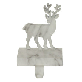7.5" White and Black Marbled Standing Deer Christmas Stocking Holder