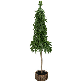 29.5" Unlit Downswept Iced Artificial Christmas Tree with Wood Base