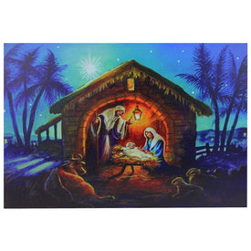 15.75" x 23.5" Nativity Scene LED Fiber Optic Lighted Christmas Wall Art