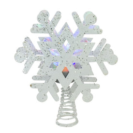12" White Snowflake Lighted Christmas Tree Topper with Multi-Color Lights
