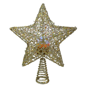 13" Gold Star with Rotating Projector Lighted Christmas Tree Topper with Multi-Color LED Lights