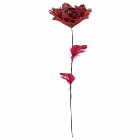 20.75" Red Feather Peony Artificial Christmas Floral Pick