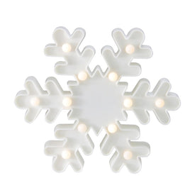 9.5" White Snowflake Battery-Operated LED Lighted Christmas Marquee Sign