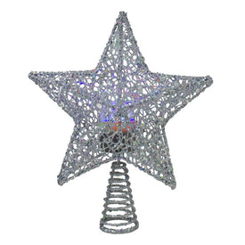 13" Silver Star with Rotating Projector Lighted Christmas Tree Topper with Multi-Color LED Lights