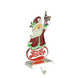 9.75" Silver-Plated Pepsi-Cola Santa Claus Christmas Stocking Holder