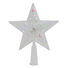 6" Clear Crystal Jeweled Star Lighted Christmas Tree Topper with Multi-Color Lights