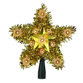 7" Gold Star Lighted Christmas Tree Topper with Clear Lights