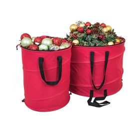 30" Red and Black Extra-Large Pop-up Christmas Decorations Storage Bag