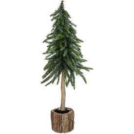 14.75" Unlit Downswept Glittered Artificial Mini Christmas Tree with Wood Base