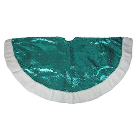 47" Green and White Paillette Sequins Christmas Tree Skirt