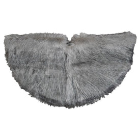 36" Beige and Gray Plush Faux Fur Christmas Tree Skirt