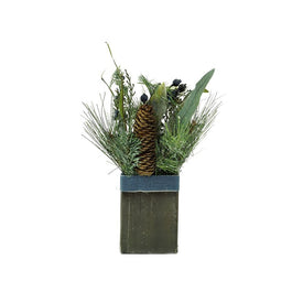 13" Square Potted Frosted Blueberry and Pine Artificial Christmas Arrangement