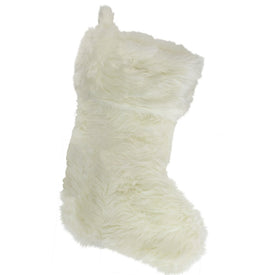20" Ivory White Super-soft Faux Fur Decorative Christmas Stocking - OPEN BOX