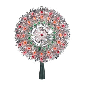 8" Silver Starburst Pre-Lit Christmas Tree Topper with Multi-Color Lights