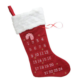 22" Red and White Candy Cane Marker Advent Christmas Stocking