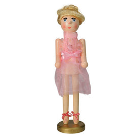 15.5" Pink Wooden Blonde Ballerina In Tutu Christmas Nutcracker