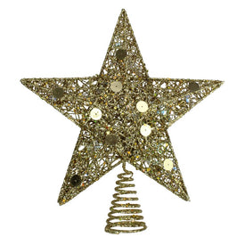 11.5" Gold Glittered Star Pre-Lit Christmas Tree Topper with Multi-Color Lights