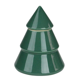 6.25" Green Contemporary Ceramic Christmas Tree Container