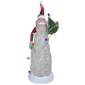 Swirling Santa with Tree LED Lighted Christmas Glittering Snow Dome