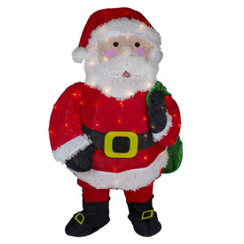 32" Chenille Santa with Gifts Lighted Outdoor Christmas Decoration