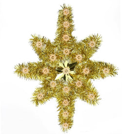 21" Gold Star of Bethlehem Christmas Tree Topper with Clear Lights