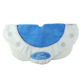 21.5" Blue and White Ford Scalloped Mini Christmas Tree Skirt
