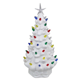 14.5" Retro Tabletop LED Lighted Christmas Tree with Star Topper