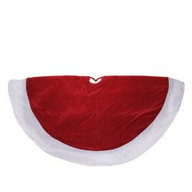 60" Red and White Solid Round Christmas Tree Skirt