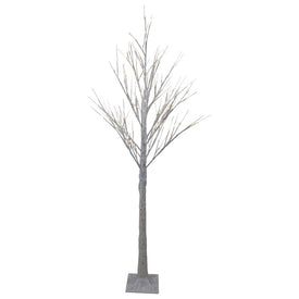 6' White Birch Twig Tree LED Lighted Outdoor Christmas Decoration with Warm White Lights