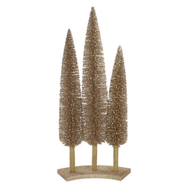 25" Rose Gold Sisal Christmas Trees Tabletop Decorations Set of 3