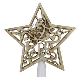 10" Brown Star with Cutout Design Lighted Christmas Tree Topper with Clear Lights
