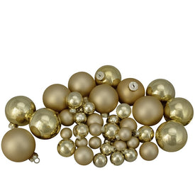 2.5" Gold Glass Two-Finish Ball Christmas Ornaments Set of 40