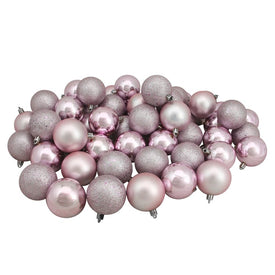 2.5" Pink Four-Finish Shatterproof Ball Christmas Ornaments Set of 60