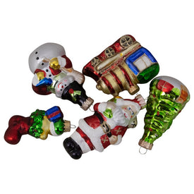 3.5" Vibrantly Colored Festive Holiday Christmas Figurine Ornaments Set of 5