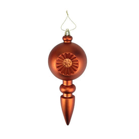 7.5" Matte Orange Retro Reflector Shatterproof Finial Christmas Ornaments Set of 4