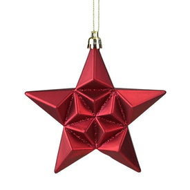5" Matte Red and Gold Star Glittered Shatterproof Christmas Ornaments Set of 12