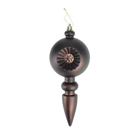 7.5" Matte Brown Retro Reflector Shatterproof Finial Christmas Ornaments Set of 4