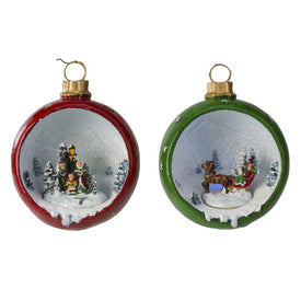5.75" Winter Scene LED Lighted Christmas Ornament Decorations Set of 2
